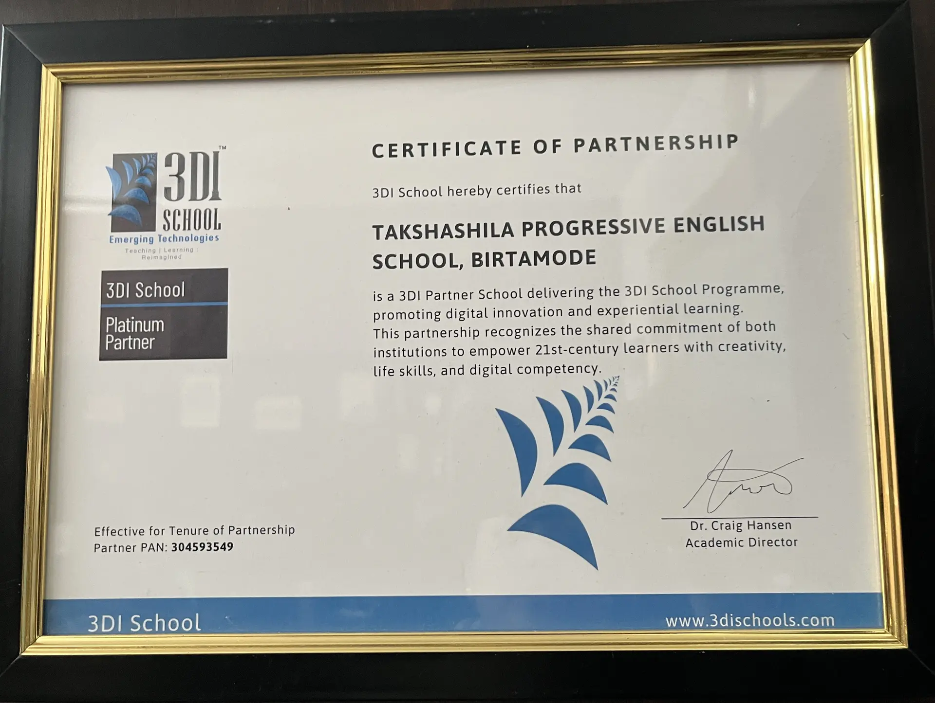 3DI Partner School Award